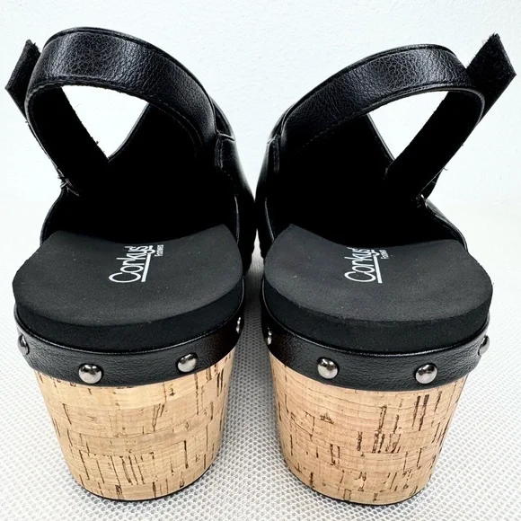 NEW Corkys women's size 8 Make Em Blush black platform comfort clog sandals - Picture 5 of 7